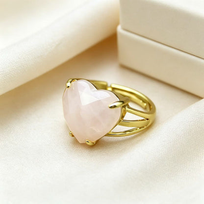 WT-R616 Trendy Romantic 18K Gold Plated Colorful Natural Gemstones Faceted Heart Shape Rings As Lady Anniversary Jewelry Present