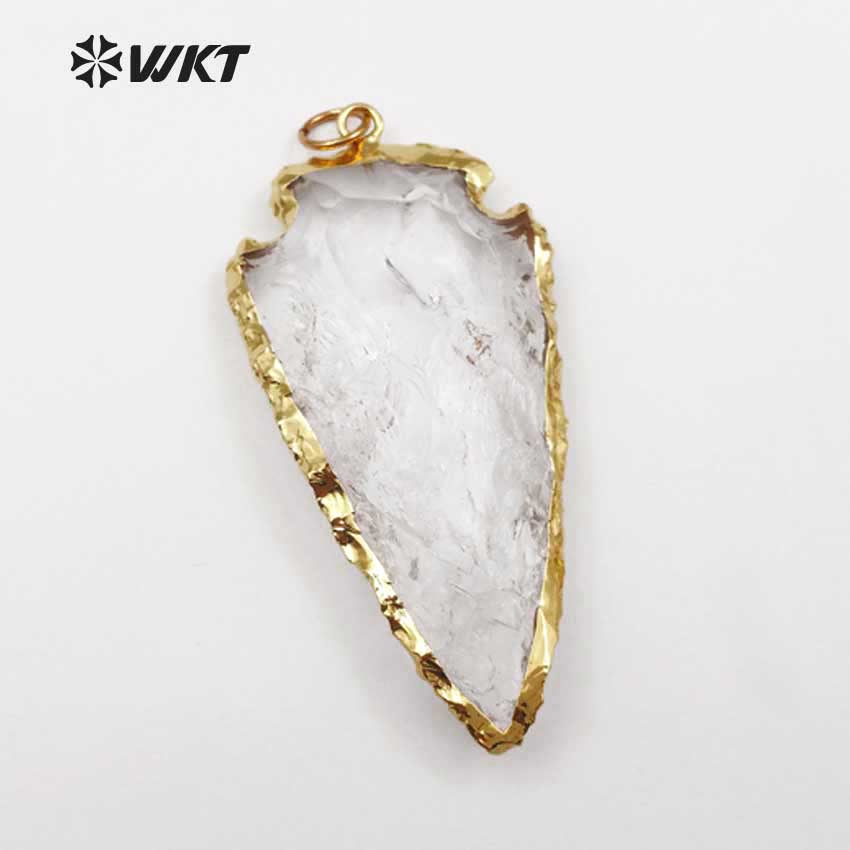 WT-P1377 Natural Crystal Stone Pendant Classic Design Style Pendant Gold Plated Pendant the Leaf Type