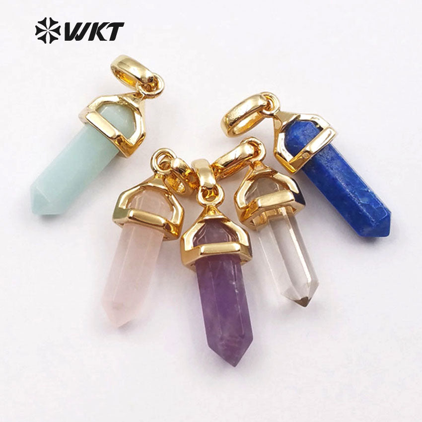 WT-P1387 Wholesale 5pcs Trendy Natural Elegant in 24k Gold Electroplated for Women Jewelry Making Crystal Stone Pendant