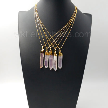 WT-N860 Newest Freedom Angel Aura Crystal Quartz Pendant Necklace,Amazing Natural Quartz With Gold Plated Pendant Necklace