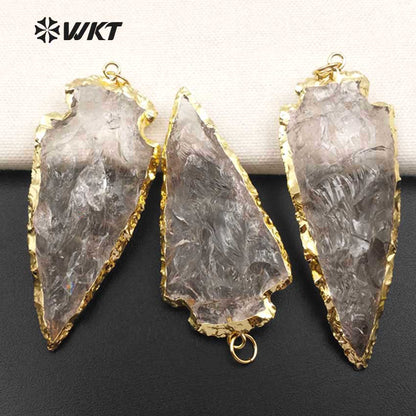 WT-P1377 Natural Crystal Stone Pendant Classic Design Style Pendant Gold Plated Pendant the Leaf Type