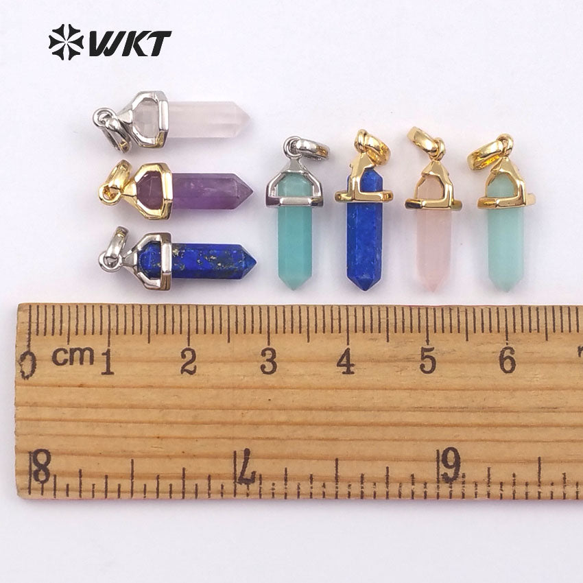 WT-P1387 Wholesale 5pcs Trendy Natural Elegant in 24k Gold Electroplated for Women Jewelry Making Crystal Stone Pendant