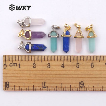 WT-P1387 Wholesale 5pcs Trendy Natural Elegant in 24k Gold Electroplated for Women Jewelry Making Crystal Stone Pendant