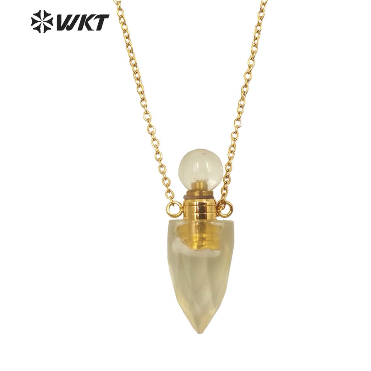 WT-N1372 Perfume Bottle Pendant Color Stone Necklace Temperament Texture Women Gifts Jewelry Necklace Natural Stone Necklace