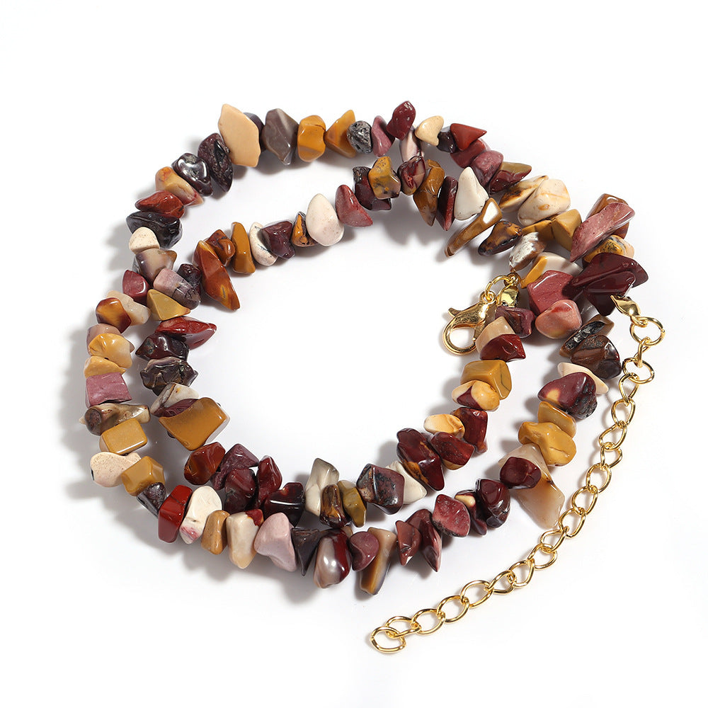 WT-N1438 45cm+5cm Extend Chain Long Gemstone Casual Long Statement Necklace Natural Chips Stone Necklace
