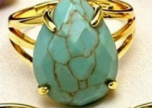WT-R615 Wholesale Gold Electroplated Various Natural Gemstones Faceted Waterdrop Shape Rings For Women Popular Jewelry Gift