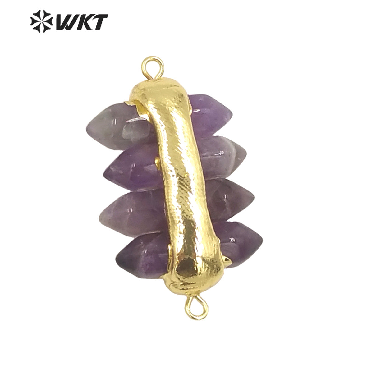 WT-C325 Amazing 4 Crystal Quartz Point With Double Loops Energey Gemstone Connectors Women Jewelry for Bracelet Make
