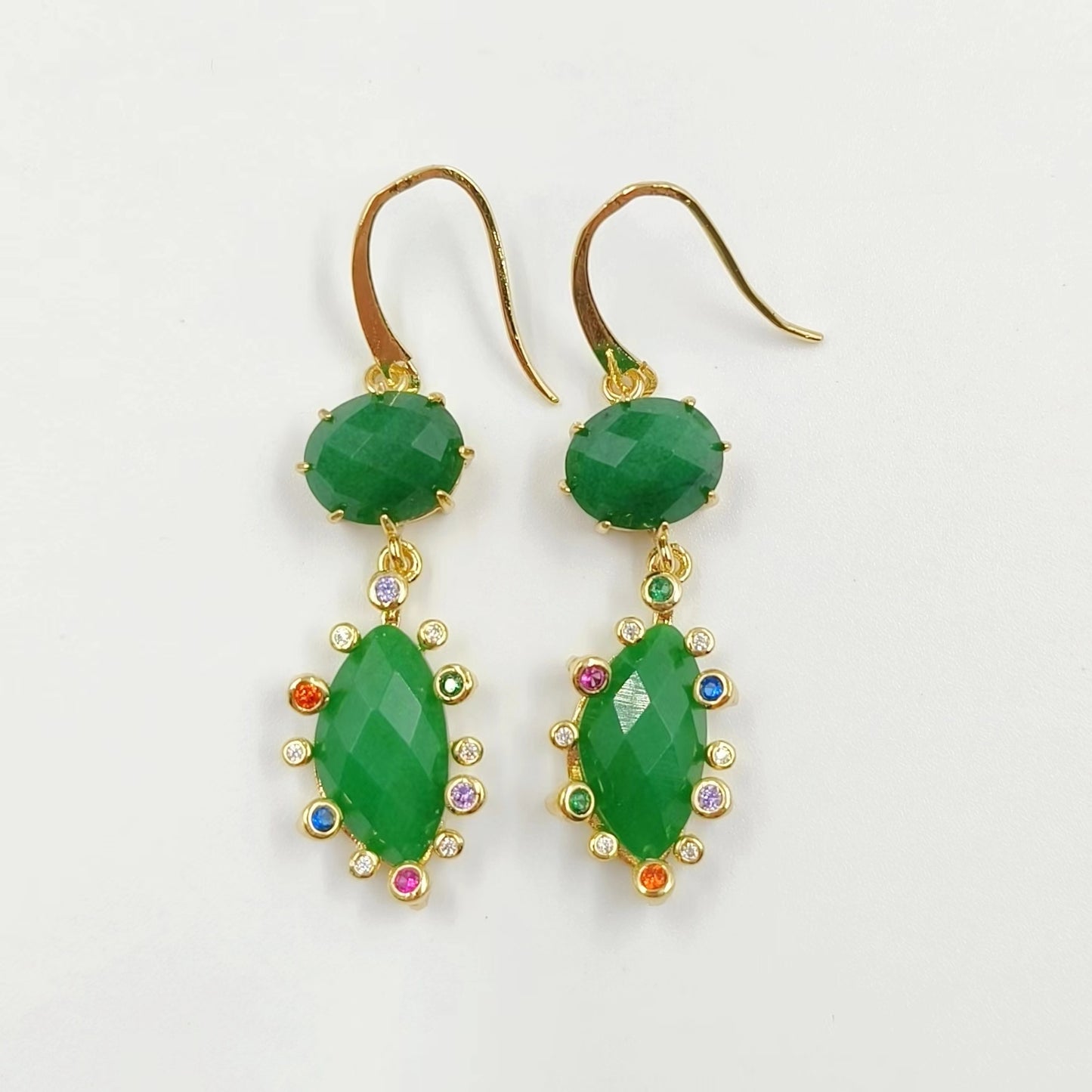 WT-E735 Amazing Colorful Gemstone Wire Wrapped Long Charming in Drop Earrings Women Pendant Earrings