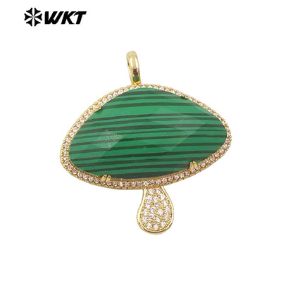 WT-MP297 Lovely 18K Real Gold Plated Natural Gemstone Setting America Popular Mushroom Jewelry Pendants Colors Available