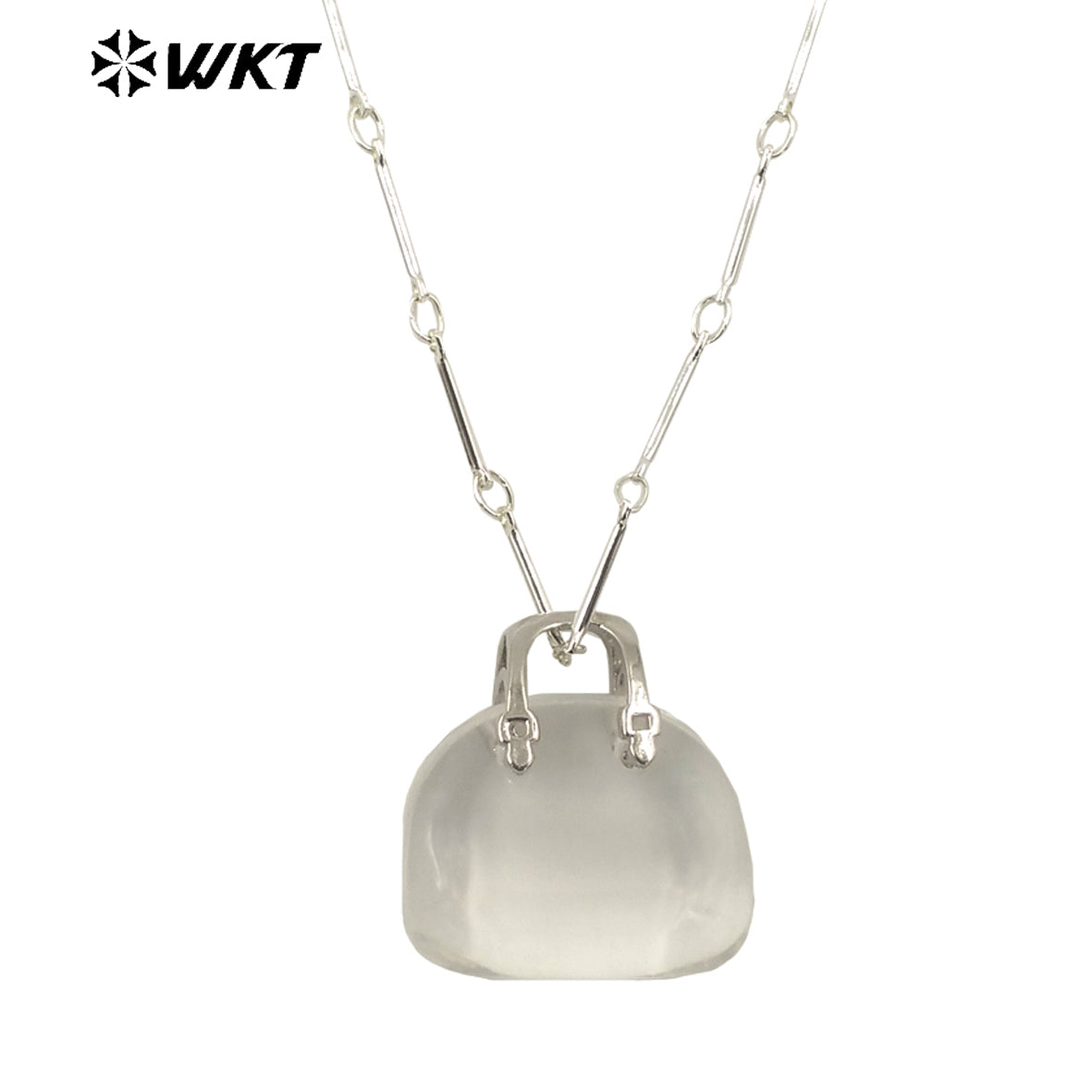 WT-N1362 Cute Handbag Shape Crystal Clear Natural Colored Gemstone Necklace Ladies Jewelry Necklace Gemstone Necklace