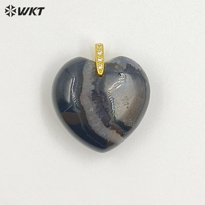 WT-P2125 Gorgeous Fashion Colorful Natural Gemstones Heart Shape Gold Pendants For Female Romantic Necklace Making Design