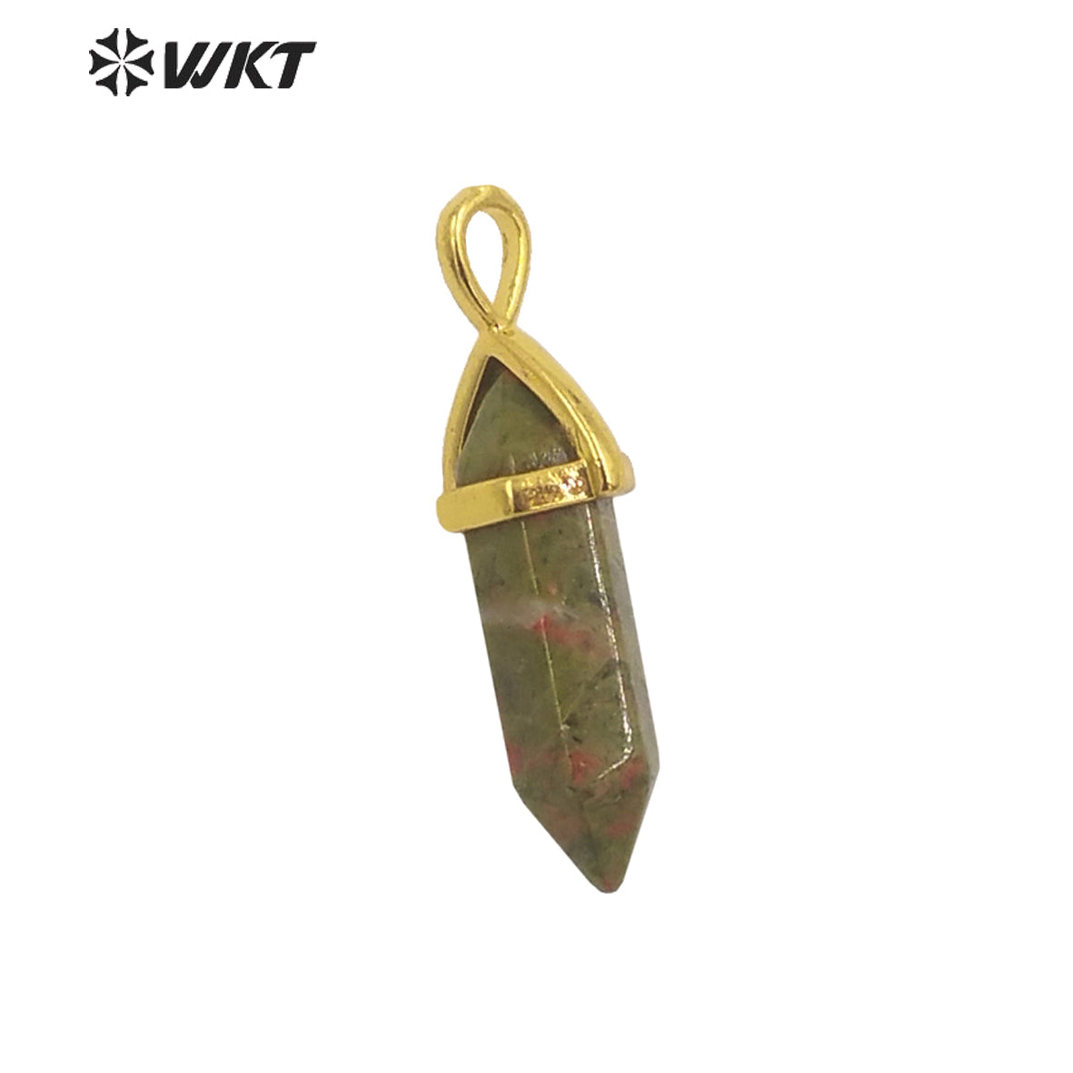 WT-P1864 Trendy Hot Spirit Quartz Double Point Bullet Pendant Gold Cap Natural Gemstone Hexagon Stone Jewelry Pendant