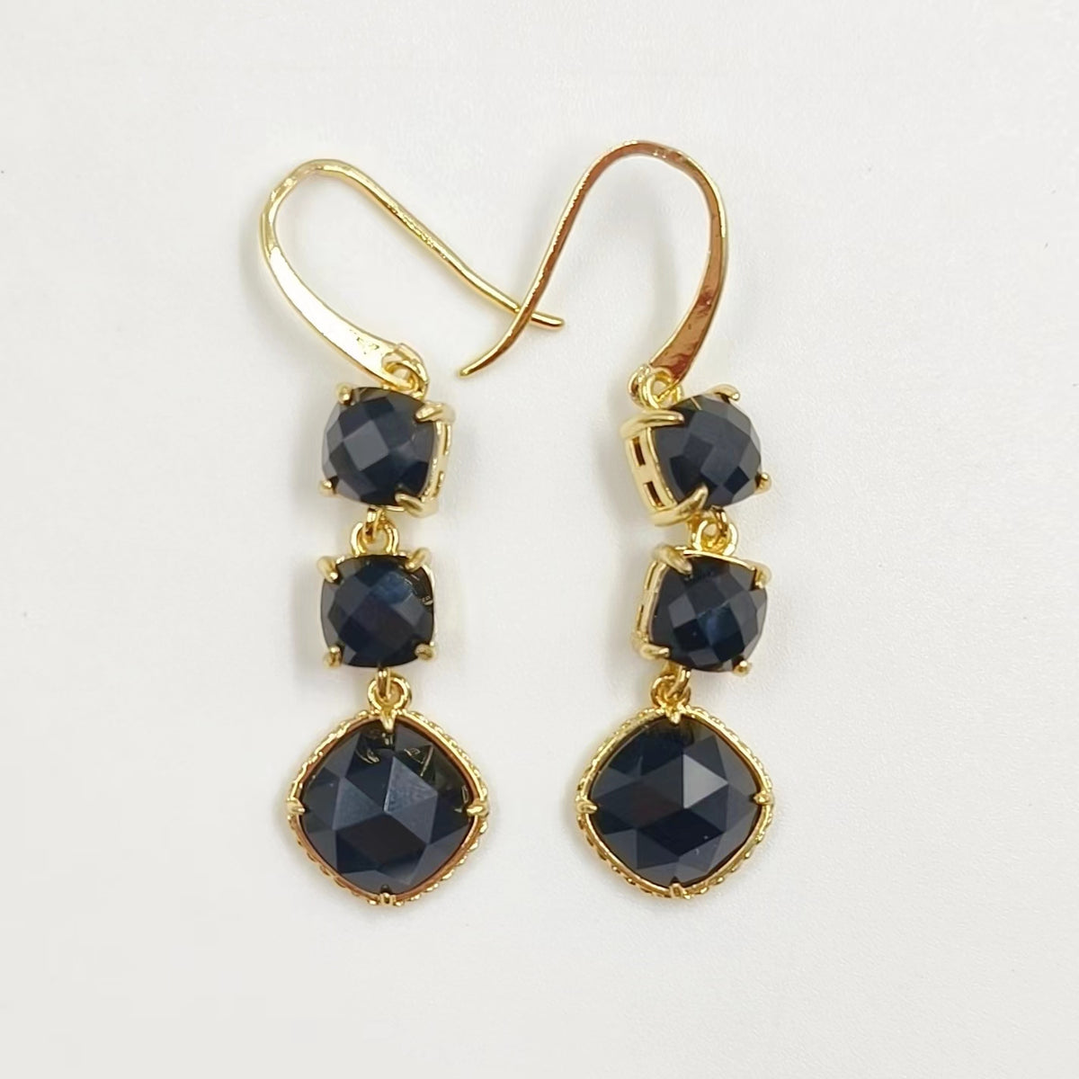 WT-E734 Elegant Colorful Gemstone Wire Wrapped Long Charming in Drop Earrings Women Triple Pendant Earrings