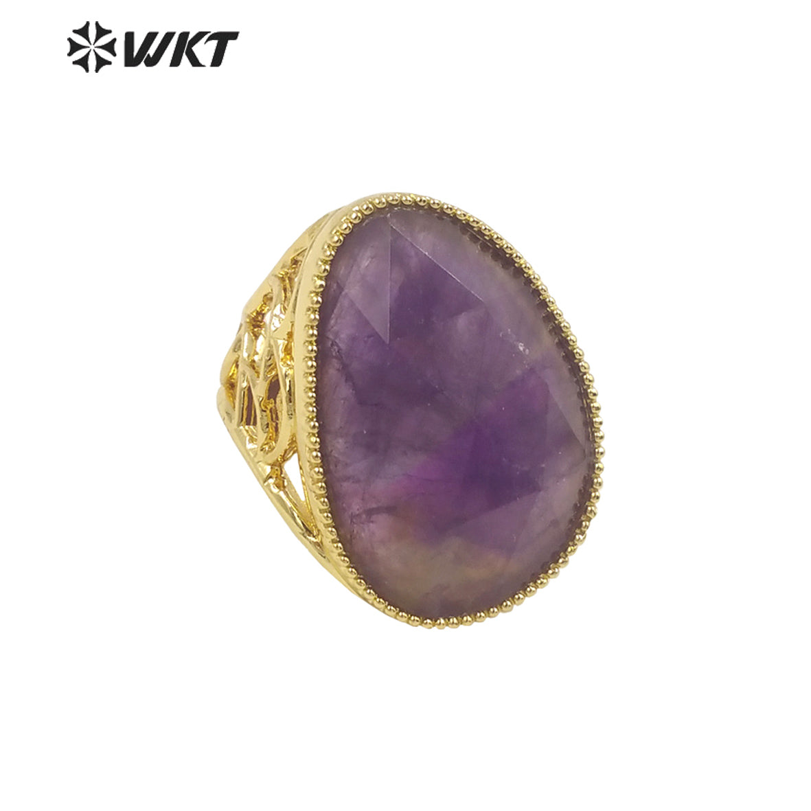 WT-R487 WKT Fashion Design Trendy Gift for Women Oval Shaped Colorful High Quality Gorgeous Natural Gemstone Stone Ring