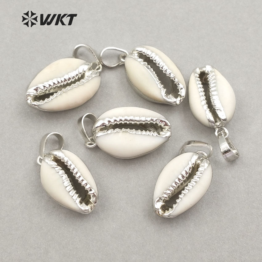 WT-P547 New Approach Fashion Tiny Natural Gold Dipped Shell Pendant Lovely Tiny Cowrie Shell Pendant JP026 JP027