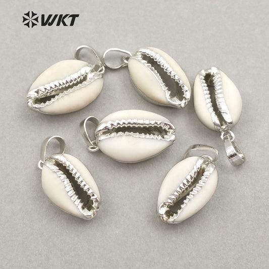 WT-P547 New Approach Fashion Tiny Natural Gold Dipped Shell Pendant Lovely Tiny Cowrie Shell Pendant JP026 JP027