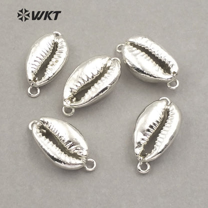 WT-JP001 in Stock! Natural Whole 24k Gold Plated Cowrie Shell Connectors for Jewelry Making