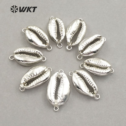 WT-JP001 in Stock! Natural Whole 24k Gold Plated Cowrie Shell Connectors for Jewelry Making