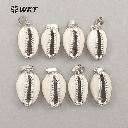 WT-P547 New Approach Fashion Tiny Natural Gold Dipped Shell Pendant Lovely Tiny Cowrie Shell Pendant JP026 JP027