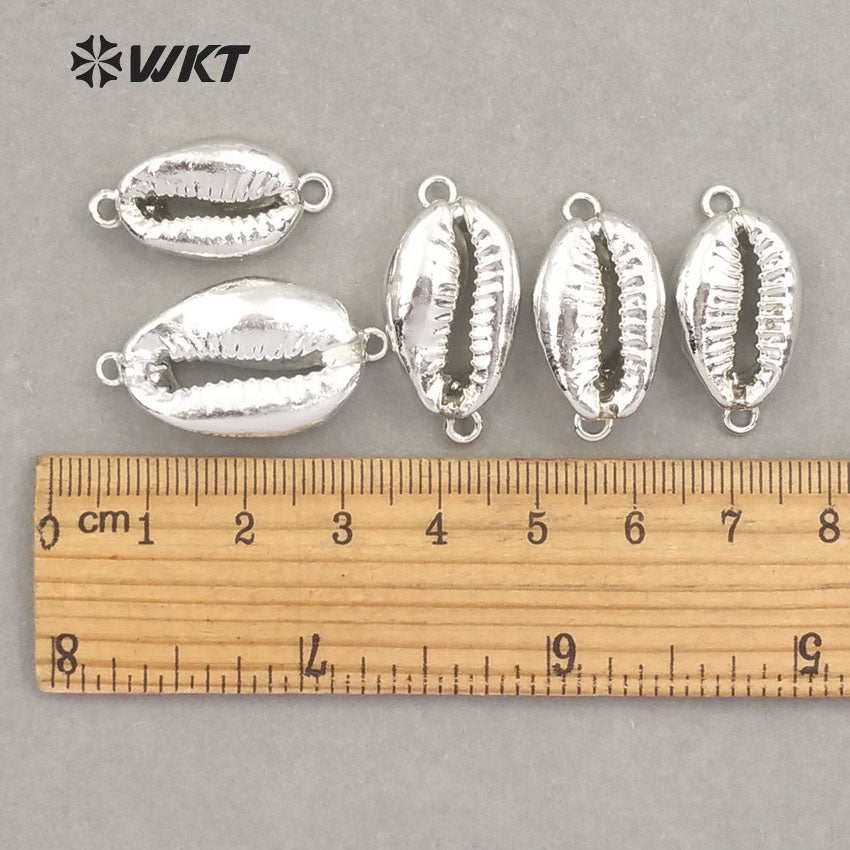 WT-JP001 in Stock! Natural Whole 24k Gold Plated Cowrie Shell Connectors for Jewelry Making