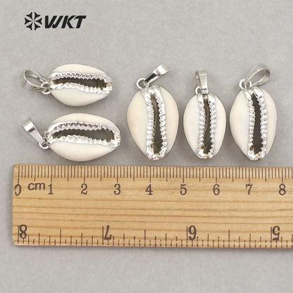 WT-P547 New Approach Fashion Tiny Natural Gold Dipped Shell Pendant Lovely Tiny Cowrie Shell Pendant JP026 JP027