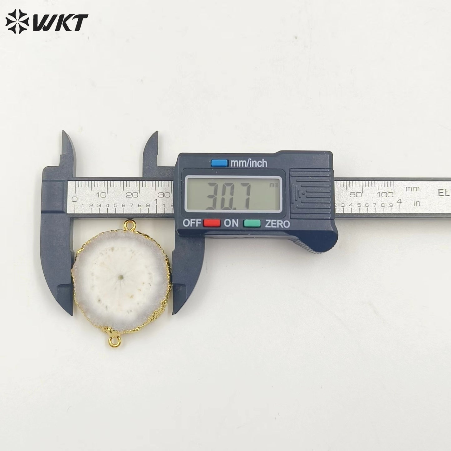 WT-C086 Wholesale Natural Solar Stalactite Pendant 18k Gold Plated Double Loops White Flower Stone Connectors for Jewelry Making