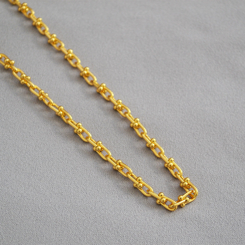 WT-N1228 Supper Hot Wholesale U Chain Top Quality Jewelry Brass With Full Gold Eletroplated U Chain Women Necklace Chain