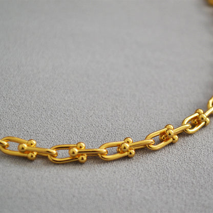 WT-N1228 Supper Hot Wholesale U Chain Top Quality Jewelry Brass With Full Gold Eletroplated U Chain Women Necklace Chain
