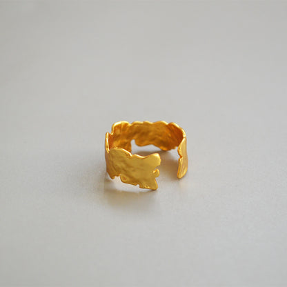 WT-R361 WKT Simple Irregular lava Series 18k Soft Gold Plated Band Ring Women Fashion Yellow Brass Cocktail Lava Ring
