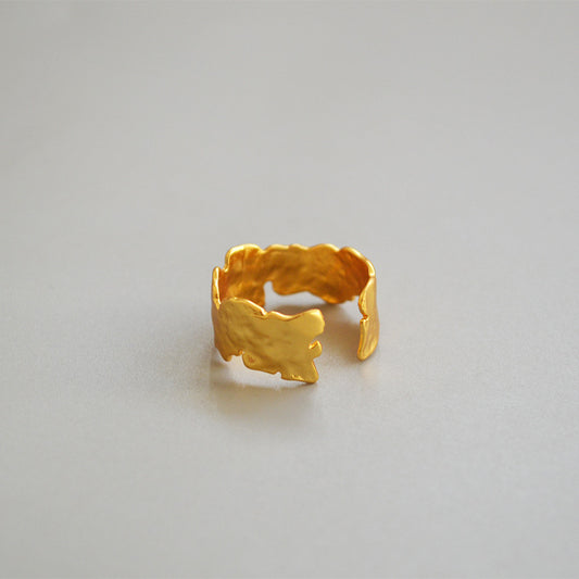 WT-R361 WKT Simple Irregular lava Series 18k Soft Gold Plated Band Ring Women Fashion Yellow Brass Cocktail Lava Ring
