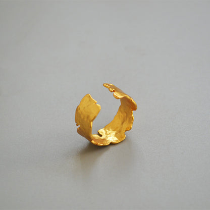 WT-R361 WKT Simple Irregular lava Series 18k Soft Gold Plated Band Ring Women Fashion Yellow Brass Cocktail Lava Ring
