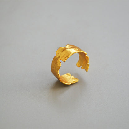 WT-R361 WKT Simple Irregular lava Series 18k Soft Gold Plated Band Ring Women Fashion Yellow Brass Cocktail Lava Ring