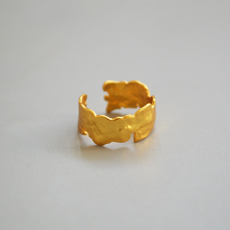 WT-R361 WKT Simple Irregular lava Series 18k Soft Gold Plated Band Ring Women Fashion Yellow Brass Cocktail Lava Ring