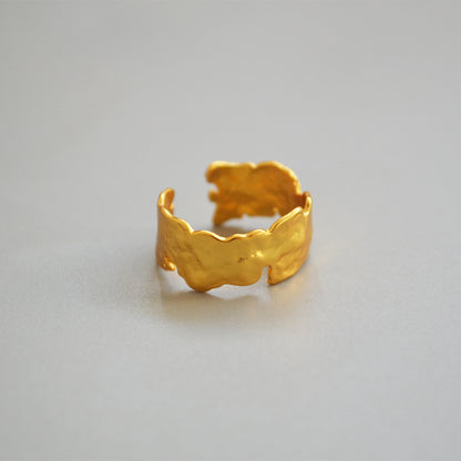 WT-R361 WKT Simple Irregular lava Series 18k Soft Gold Plated Band Ring Women Fashion Yellow Brass Cocktail Lava Ring