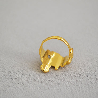WT-R359 European Style Vintage Irregular Women Rings Exclusive Design Convex Texture Adjustable Finger Rings Female Gift lava