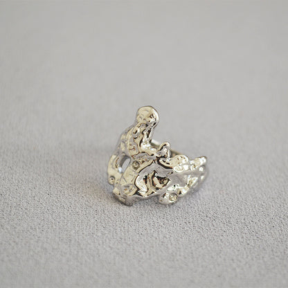 WT-R359 European Style Vintage Irregular Women Rings Exclusive Design Convex Texture Adjustable Finger Rings Female Gift lava