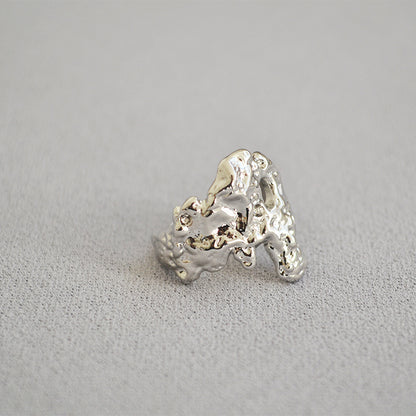 WT-R359 European Style Vintage Irregular Women Rings Exclusive Design Convex Texture Adjustable Finger Rings Female Gift lava