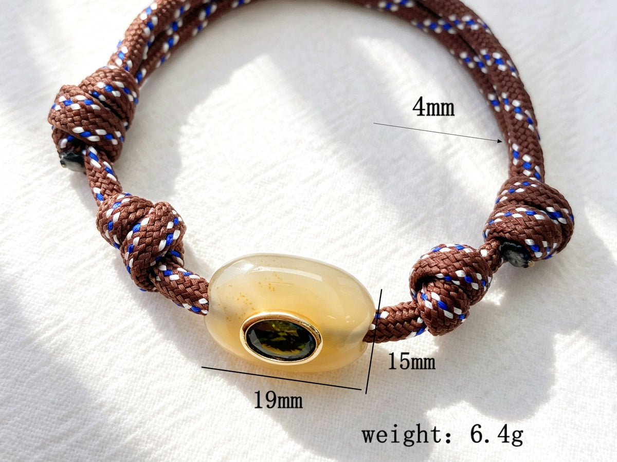 WT-MB131 Popular Ethnic Style Cord With Natural Gemstone And Zircon Pendant Handmade Bracelets For Women Men Wearing Accessory