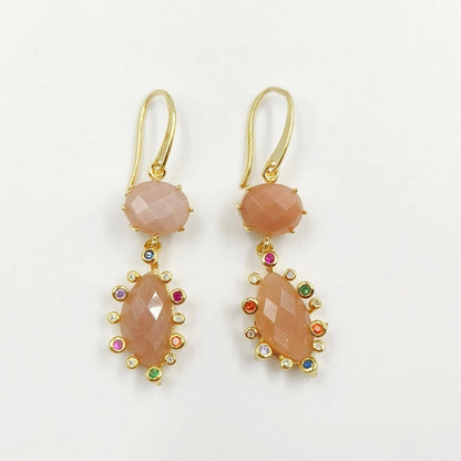 WT-E735 Amazing Colorful Gemstone Wire Wrapped Long Charming in Drop Earrings Women Pendant Earrings