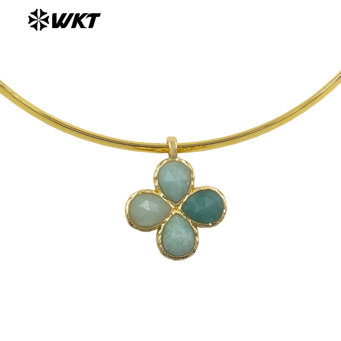 WT-N1527 Exquisite Lovely Gold Plated Vicious Natural Gemstones Little Flower Shape Necklace Choker For Lady Party Wearing