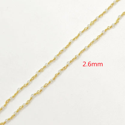 WT-BFN042 Wholesale 3mm Faceted Natural Gemstone Beads Necklace 16inch Long Resist Tarnishable Chain Necklace in 18k Gold Plated