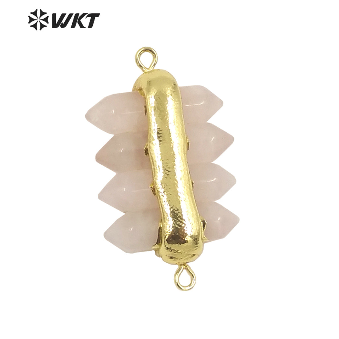 WT-C325 Amazing 4 Crystal Quartz Point With Double Loops Energey Gemstone Connectors Women Jewelry for Bracelet Make