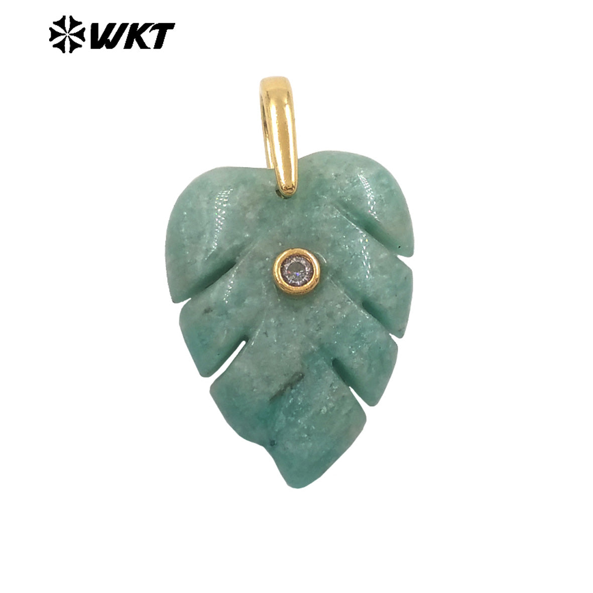 WT-P2141 Wonderful Zircon And Multi Colors Natural Gemstones Hand Carved Leaf Shape Gold Pendants For Lady Earrings DIY