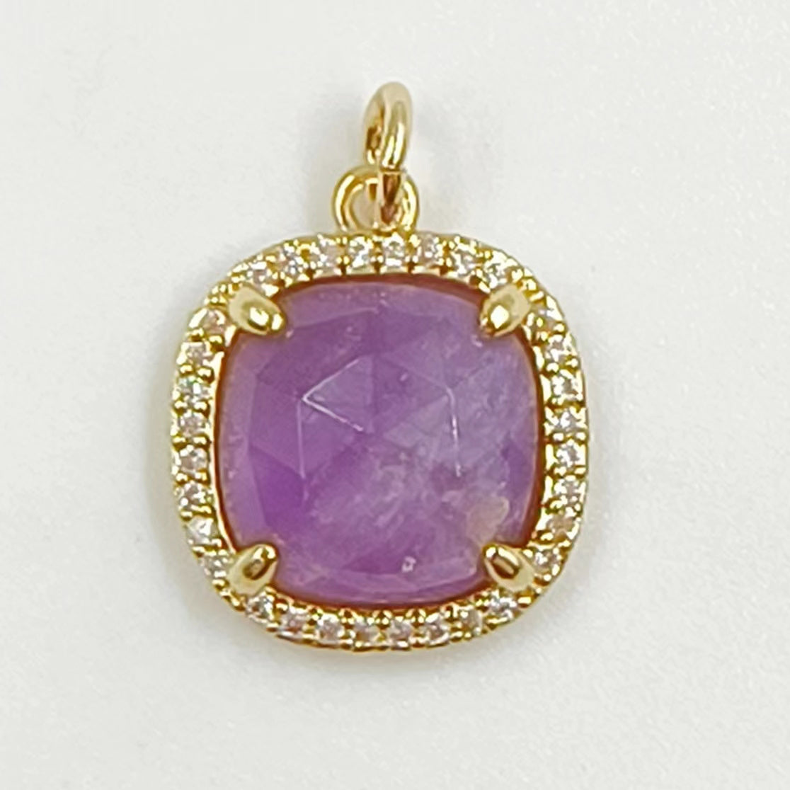 WT-MP268 Newest Vintage Style Ball Shaped Cubic Zircon Stone for Bracelet Design Women Gold Bezel Square Shaped Pendant