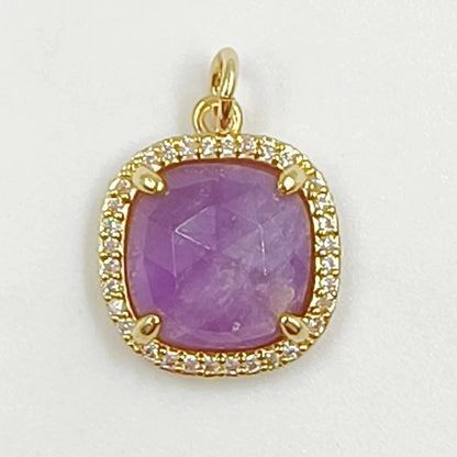 WT-MP268 Newest Vintage Style Ball Shaped Cubic Zircon Stone for Bracelet Design Women Gold Bezel Square Shaped Pendant