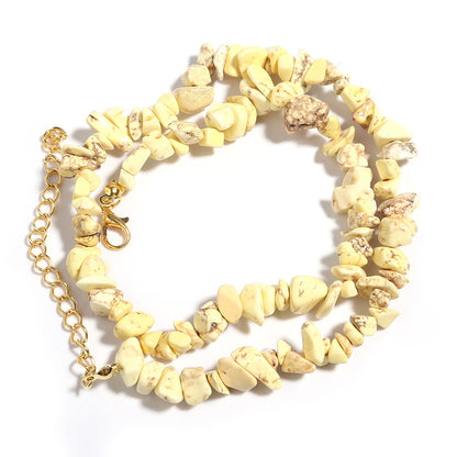 WT-N1438 45cm+5cm Extend Chain Long Gemstone Casual Long Statement Necklace Natural Chips Stone Necklace