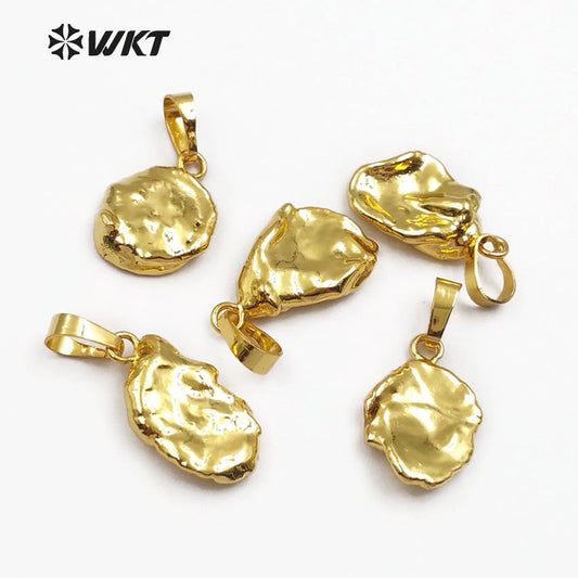 WT-P1409 Simple Design Irregular Shape Pearl for Women Jewelry Making Full Gold Electroplated Natural Baroque Pearl Pendant
