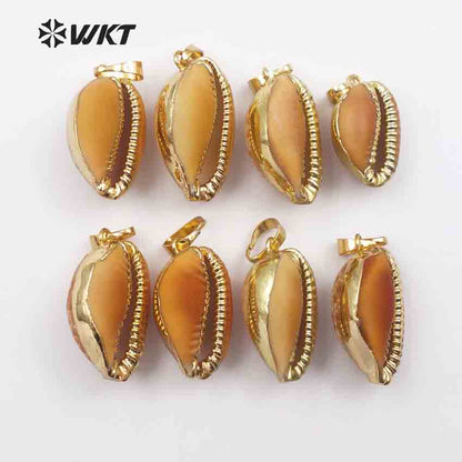 WT-JP019 Charm New Design Cowrie Pendant for Necklace Making Size 20mm Natural Cowrie Pendant Raw Color Conch Design Wholesale