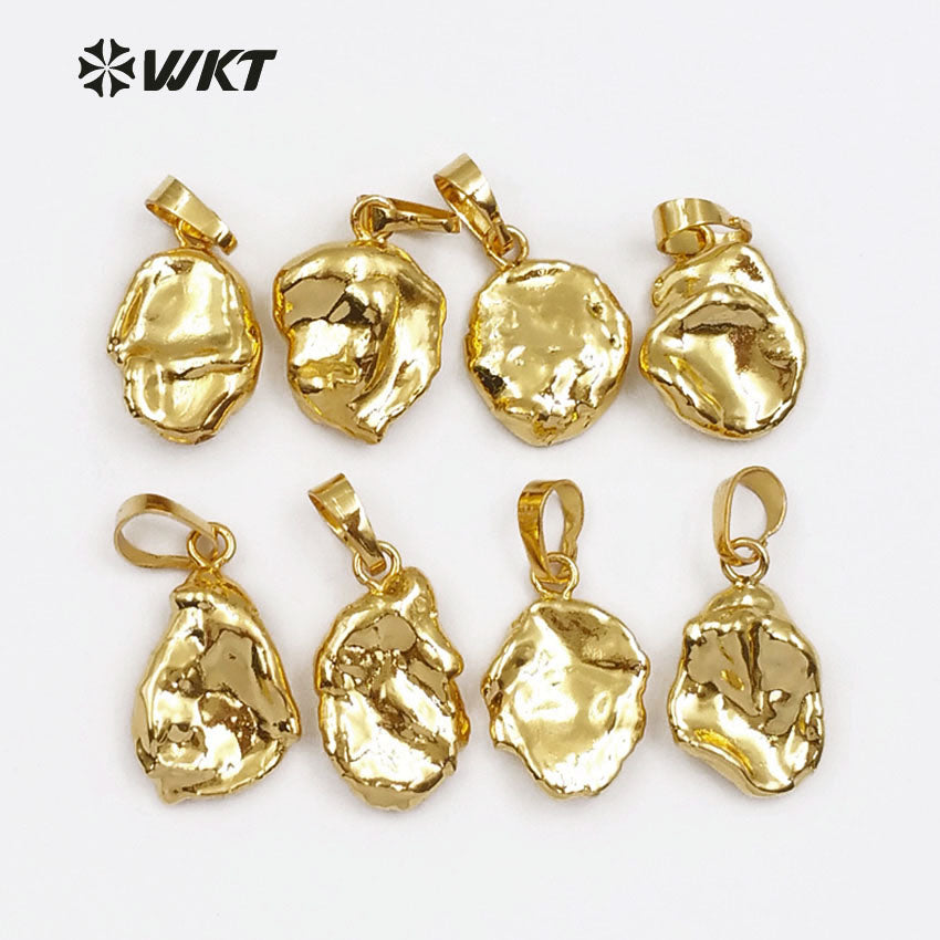 WT-P1409 Simple Design Irregular Shape Pearl for Women Jewelry Making Full Gold Electroplated Natural Baroque Pearl Pendant