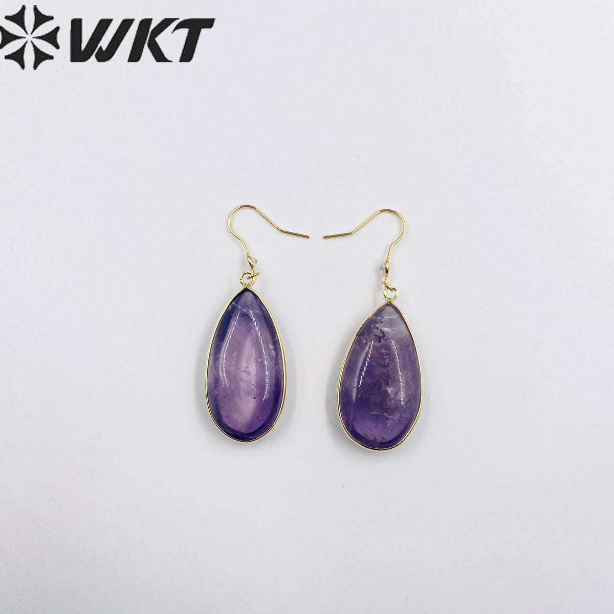 WT-E718 Classical Irregularity Healing Transparency Moss Agate Exquisite Gold Plated Needle Earrings Energy Healing Quartz Hoop